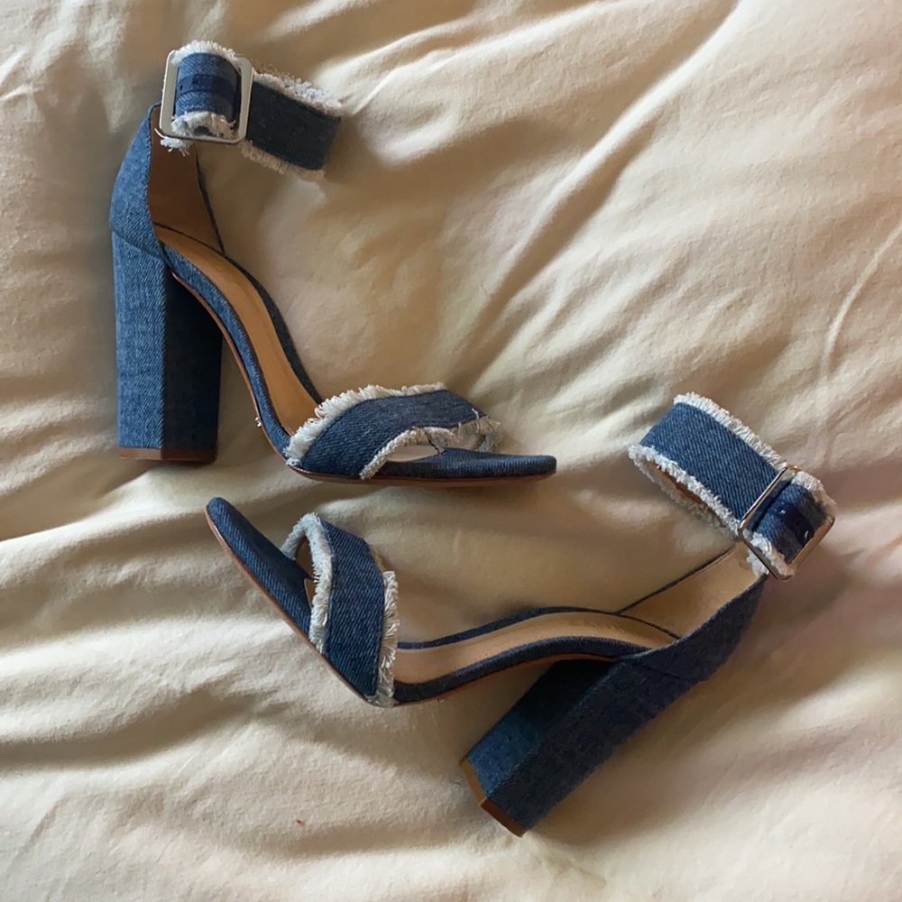 SCHULTZ DENIM BLUE JEAN BLOCK HEELS